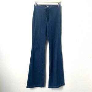 Reformation Lace Up Front‎ Wide Leg Flared Bell Bottom Jeans Size 6